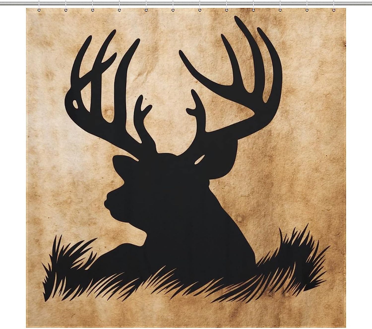 Rustic Deer Shower Curtain With Silhouette Design
