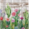 Rustic Desert Style Shower Curtain - Cactus Succulent Plant Western Mexican Floral Design