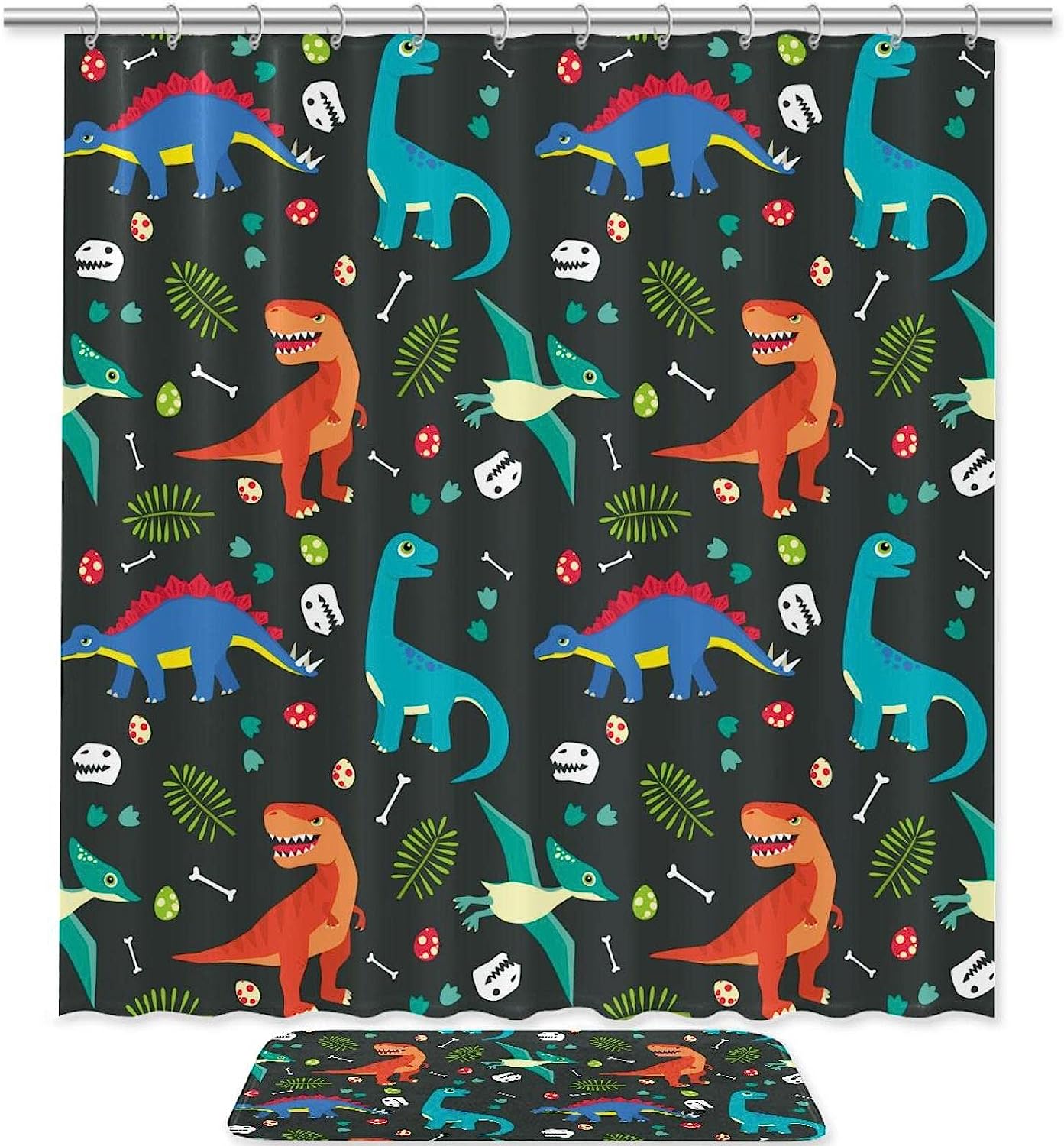 Rustic Dinosaur Animal Print Shower Curtain For A Nostalgic And Vintage Bathroom