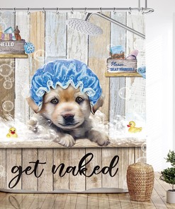 Rustic Dog Shower Curtain With Country Farmhouse Animal Get Naked Bathroom Curtaines