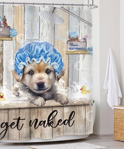 Rustic Dog Shower Curtain With Country Farmhouse Animal Get Naked Bathroom Curtaines