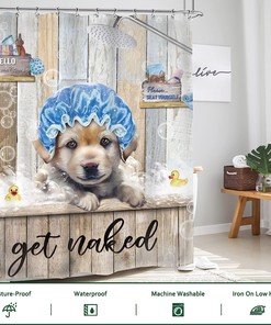 Rustic Dog Shower Curtain With Country Farmhouse Animal Get Naked Bathroom Curtaines