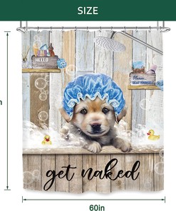 Rustic Dog Shower Curtain With Country Farmhouse Animal Get Naked Bathroom Curtaines