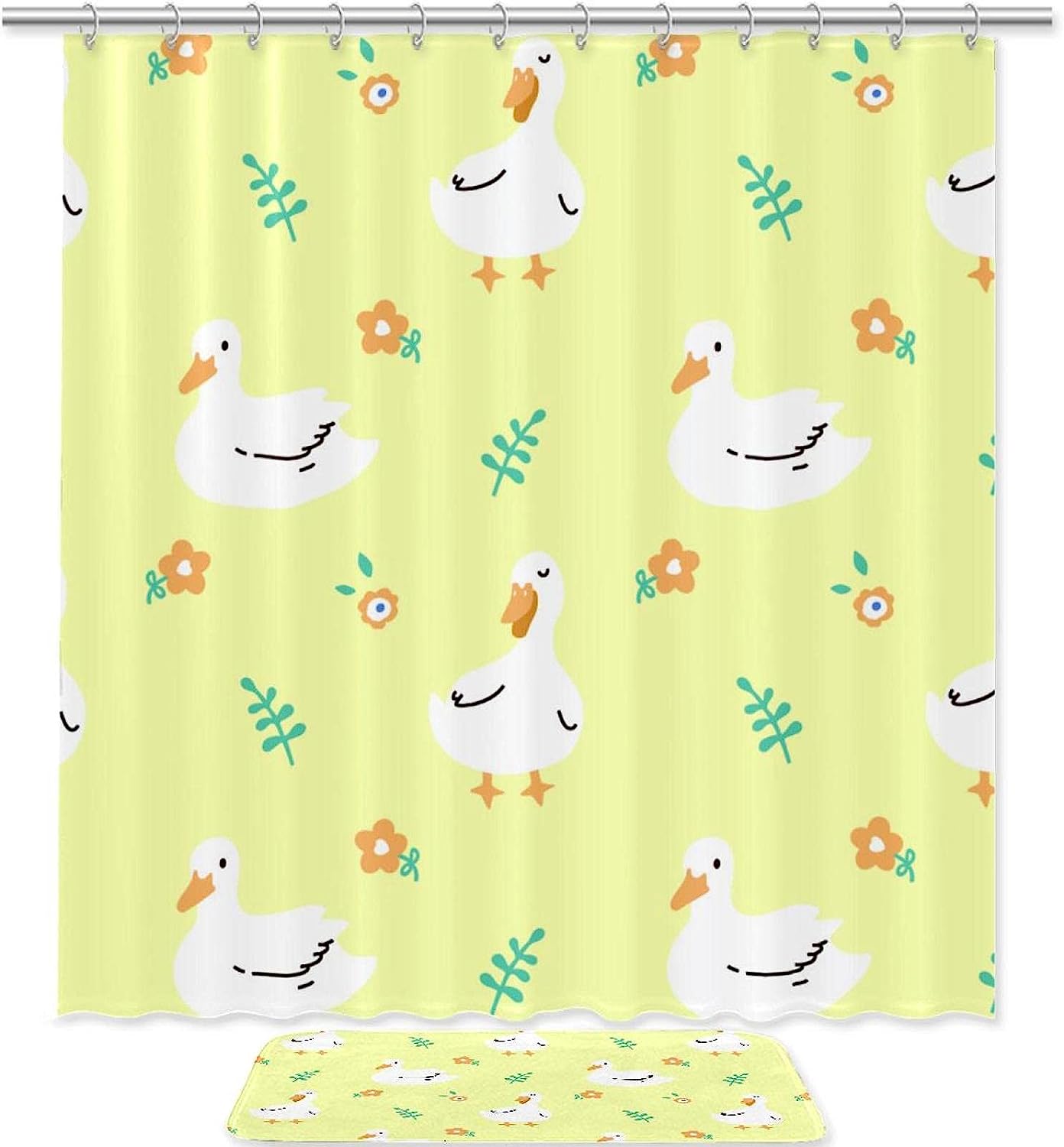 Rustic Ducks Floral Shower Curtain For Charming Bathroom Theme