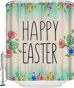 Rustic Easter Shower Curtain - Spring Leaves Print for Bathroom Bathtubs