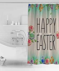 Rustic Easter Shower Curtain - Spring Leaves Print for Bathroom Bathtubs
