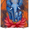 Rustic Elephant Shower Curtain Retro Burnt Orange Fabric for Bathroom Decor