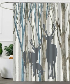 Rustic Elk And Deer Shower Curtain For A Vintage Chic Bathroom