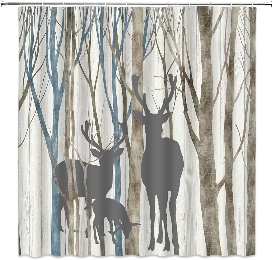 Rustic Elk And Deer Shower Curtain For A Vintage Chic Bathroom - Image 3