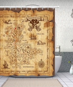 Rustic Elk Moose Deer Forest Pine Tree Moon Design Vintage Animal Shower Curtain, Countryside Farmhouse Style