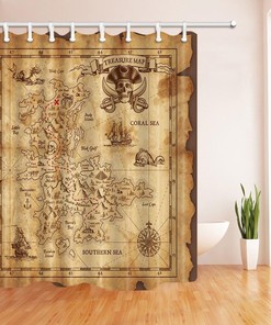 Rustic Elk Moose Deer Forest Pine Tree Moon Design Vintage Animal Shower Curtain, Countryside Farmhouse Style