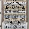 Rustic Fabric Shower Curtain With Farmhouse Camping Rules Quote, Perfect For Adding A Cozy Touch