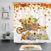 Rustic Fall Shower Curtain with Sunflower, Pumpkin, and Gnome Prints
