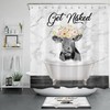 Rustic Farm Cow Print Shower Curtain With Floral Accents