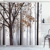 Rustic Farm House Shower Curtain With Abstract Woodland Background Print