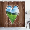 Rustic Farm Scene Shower Curtain, Wooden Rustic Barn Shed View Print, Cloth Bathroom Decor
