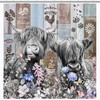 Rustic Farmhouse Cow Shower Curtain With Highland Cattle And Wildflower Windmill Prints - Waterproof Fabric