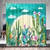 Rustic Farmhouse Desert Cactus Shower Curtain in Floral Full Moon Design 