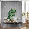Rustic Farmhouse Dinosaur Bathtub Shower Curtain - Cute And Fun Bathroom Decor