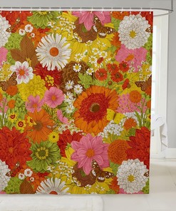 Rustic Farmhouse Floral Shower Curtain for Bathroom by Orange Daisy