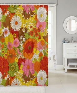 Rustic Farmhouse Floral Shower Curtain for Bathroom by Orange Daisy