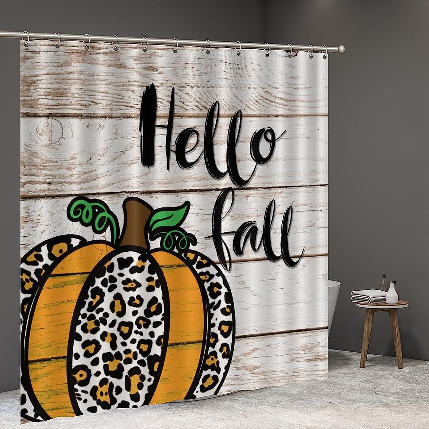 Rustic Farmhouse Halloween Shower Curtain For A Fall Season Bathroom Decor