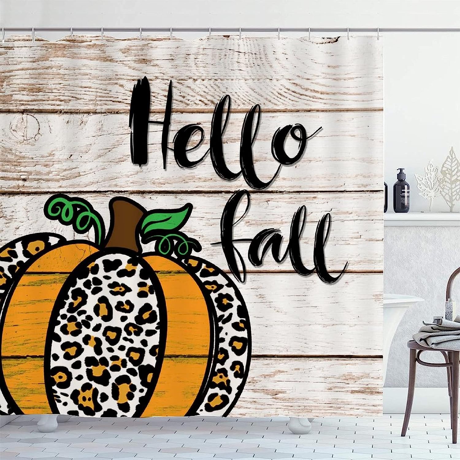 Rustic Farmhouse Halloween Shower Curtain For A Fall Season Bathroom Decor