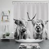 Rustic Farmhouse Highland Cow Shower Curtain for Unique and Stylish Bathroom Decor, Perfect for Wildlife Lovers