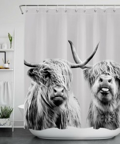 Rustic Farmhouse Highland Cow Shower Curtain for Unique and Stylish Bathroom Decor, Perfect for Wildlife Lovers