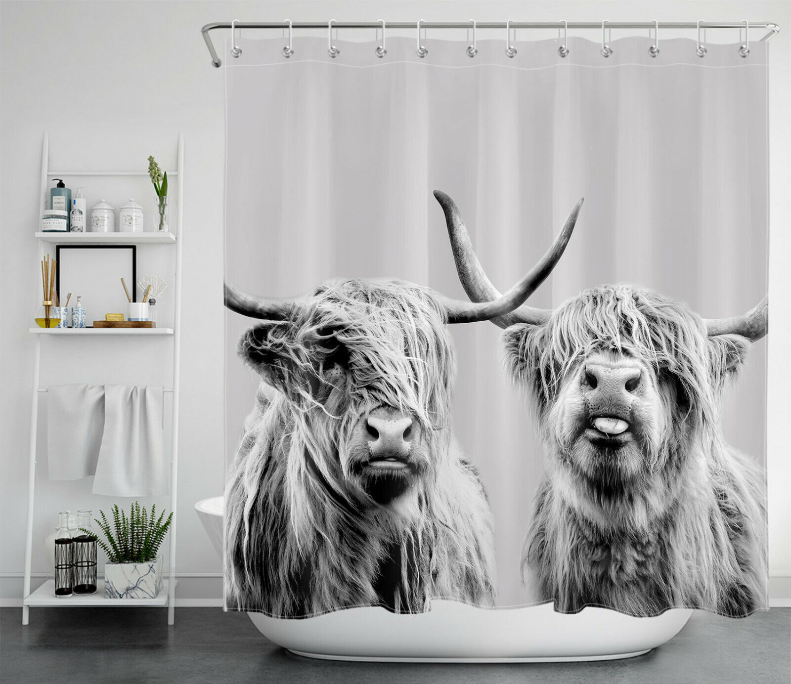 Rustic Farmhouse Highland Cow Shower Curtain for Unique and Stylish Bathroom Decor, Perfect for Wildlife Lovers