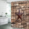 Rustic Farmhouse Shower Curtain With Vintage Barn Door And Texas Star Design