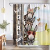 Rustic Farmhouse Shower Curtain with Funny Donkey and Country Barn Door on Wood Board