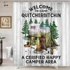 Rustic Farmhouse Tree Rv Campfire Tent Shower Curtain, Ideal For Any Camper Rv'S Bathroom