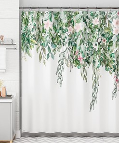 Rustic Floral Plant Farmhouse Shower Curtain - Washable Fall Bathroom Shower Curtain - Perfect For Nature Lovers