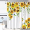 Rustic Floral Shower Curtain with Green Vine Leaves and Yellow Flowers for Bathtub Decor