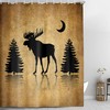 Rustic Forest Animals Shower Curtain - Elk, Moose, Deer and Pine Tree Design for a Nature-Inspired Bathroom 