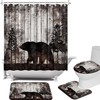 Rustic Forest Bear Shower Curtain With Mat, Wildlife Animal Bathroom Decor,