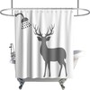 Rustic Forest Elk Silhouette Shower Curtain Minimalist Art Style Bathroom Decor Waterproof 
