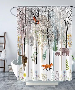 Rustic Forest Hunting Lodge Vintage Bathroom Shower Curtain for Cabin Safari Jungle Theme