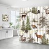 Rustic Forest Shower Curtain Featuring Lodge Moose, Deer, Fox, and Wild Animals for Farmhouse Country Bathroom Decor