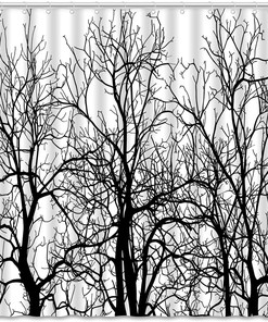 Rustic Forest Shower Curtain In Black And White, Bring Some Nature To Your Bathroom Decor