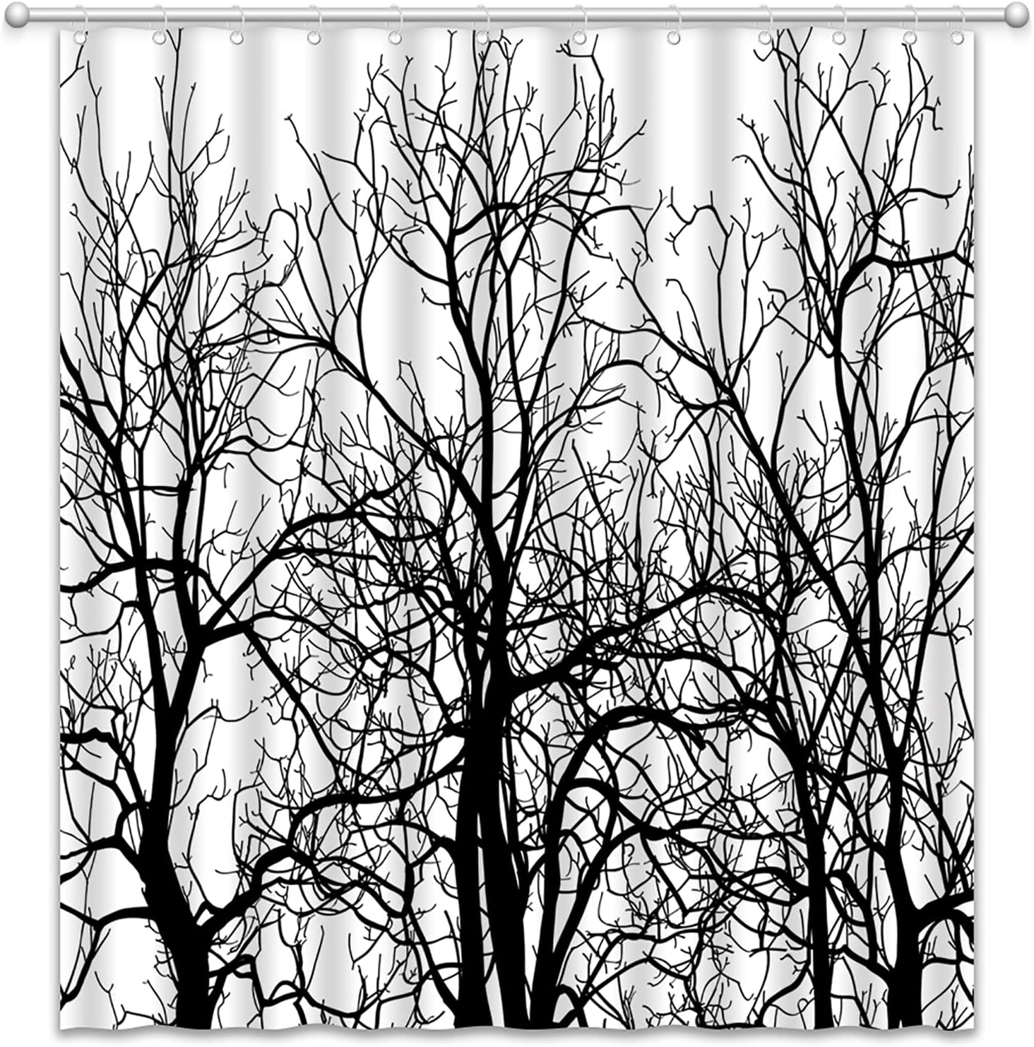 Rustic Forest Shower Curtain In Black And White, Bring Some Nature To Your Bathroom Decor