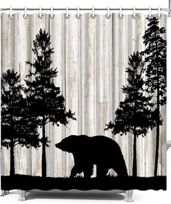 Rustic Forest Wild Animal Cabin Print Shower Curtain - Bathroom Decor