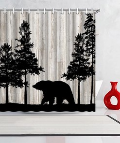 Rustic Forest Wild Animal Cabin Print Shower Curtain - Bathroom Decor