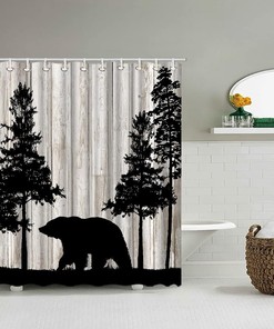 Rustic Forest Wild Animal Cabin Print Shower Curtain - Bathroom Decor