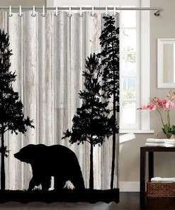 Rustic Forest Wild Animal Cabin Print Shower Curtain - Bathroom Decor