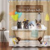 Rustic Funny Cat Dog Shower Curtain, Vintage Country Wooden Restroom Decor