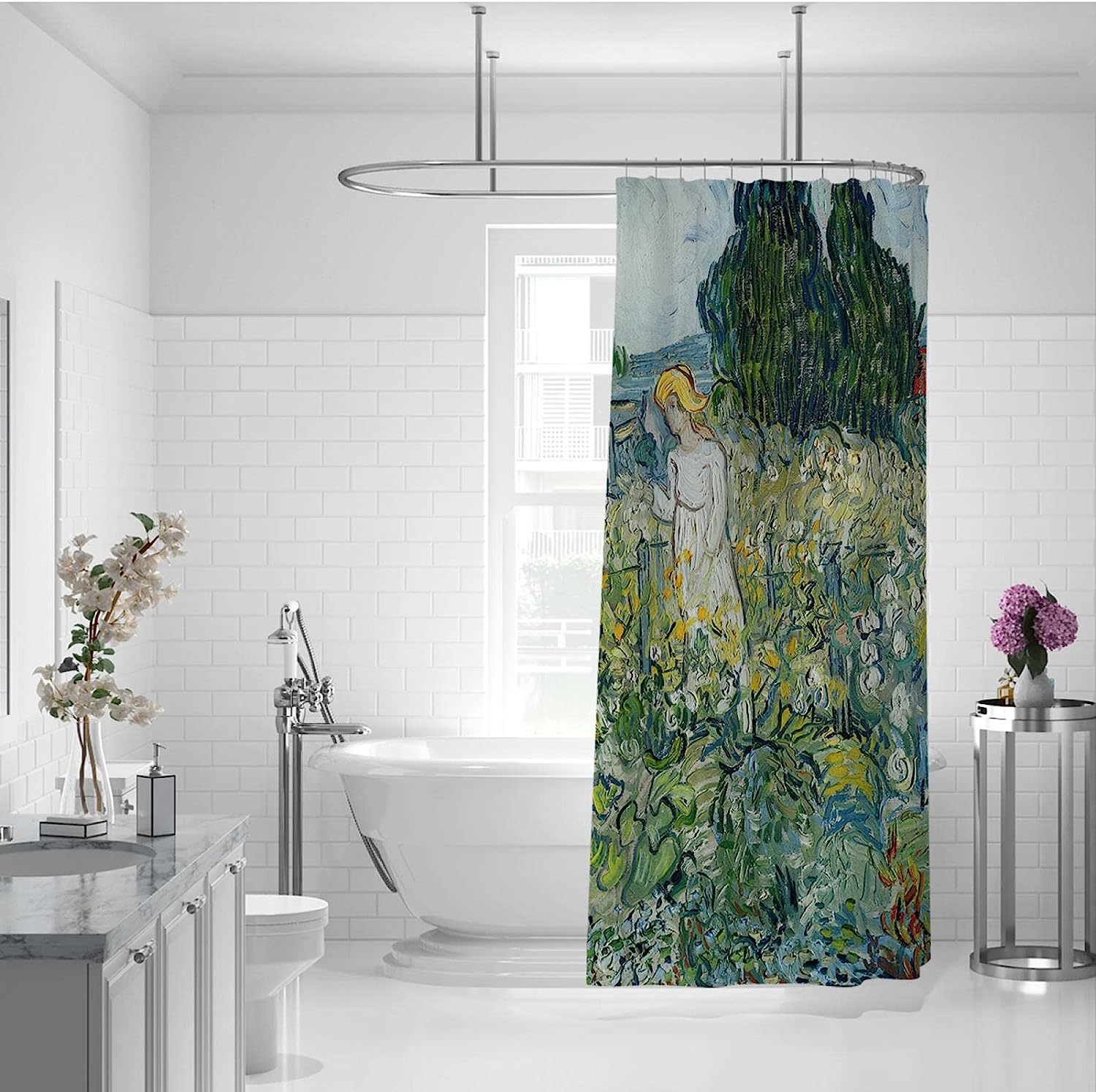 Rustic Garden Van Gogh Art Shower Curtain With Waterproof Fabric For Home Bathroom Accessories