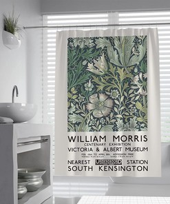 Rustic Green Leafy Plant Shower Curtain With William Morris Style For Your Natural Bathroom