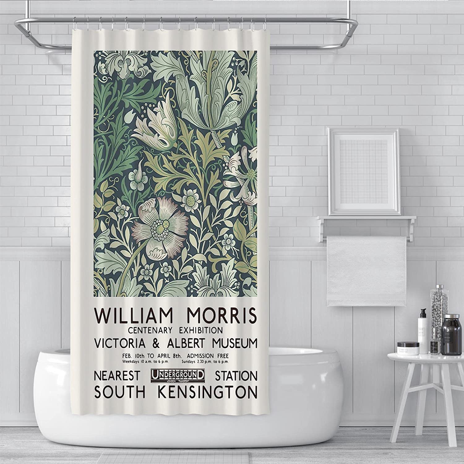Rustic Green Leafy Plant Shower Curtain With William Morris Style For Your Natural Bathroom - Image 2